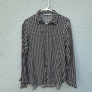 Big Dart Black and White Houndstooth Button-Up blouse, size EU 44/Large